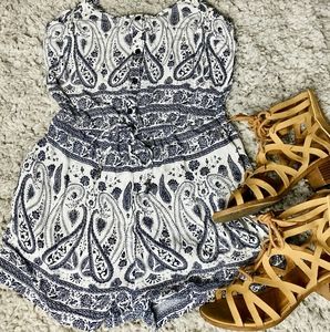 Bandana print shorts romper